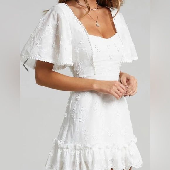 Showpo. Dresses & Skirts - Showpo Fancy A Spritz Dress In White Embroidery Mini Dress